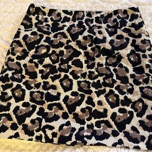 LOFT Black and Brown Animal Print Mini Skirt